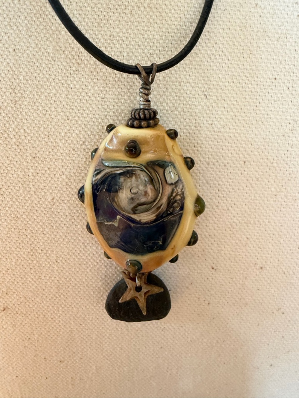 Lampwork Glass Artisan Fish Necklace with 4 extra pendants